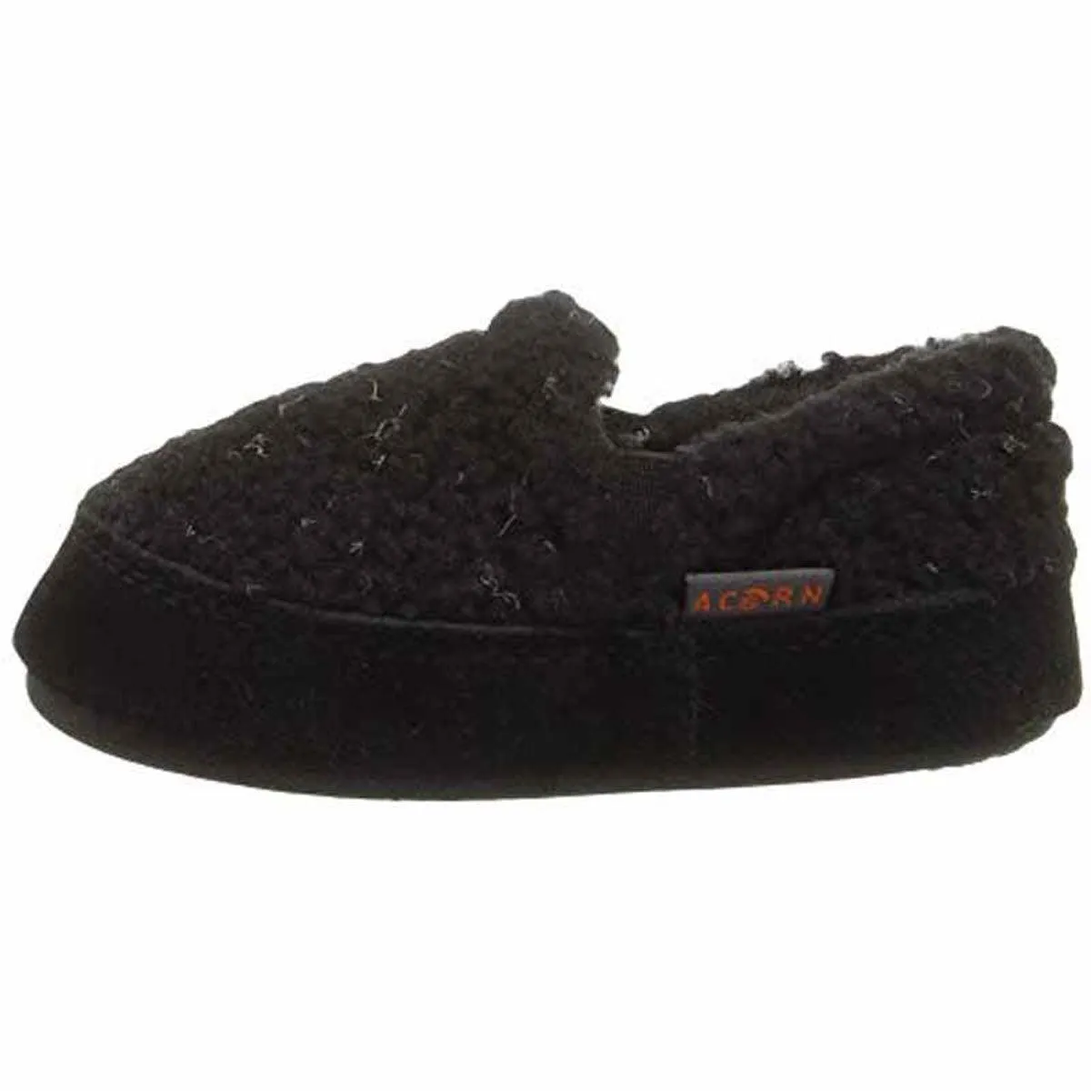 Acorn Kids' Slipperss - Colby Gore Moccasins, Black Berber, K1/2 | A10036ACE1-2