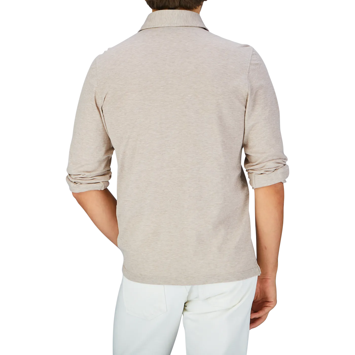 Beige Cotton Jersey Popover Shirt