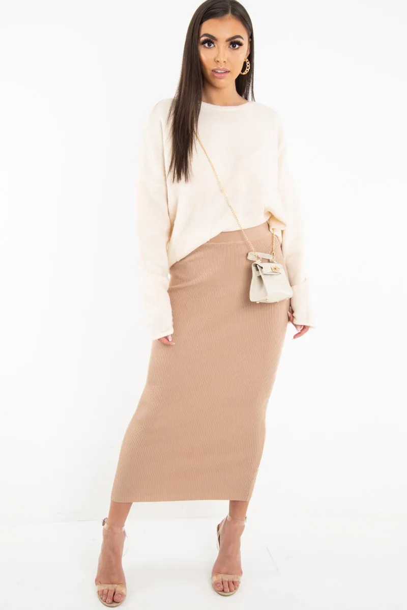 Beige Soft Knit Asymmetric Hem Jumper - Francia