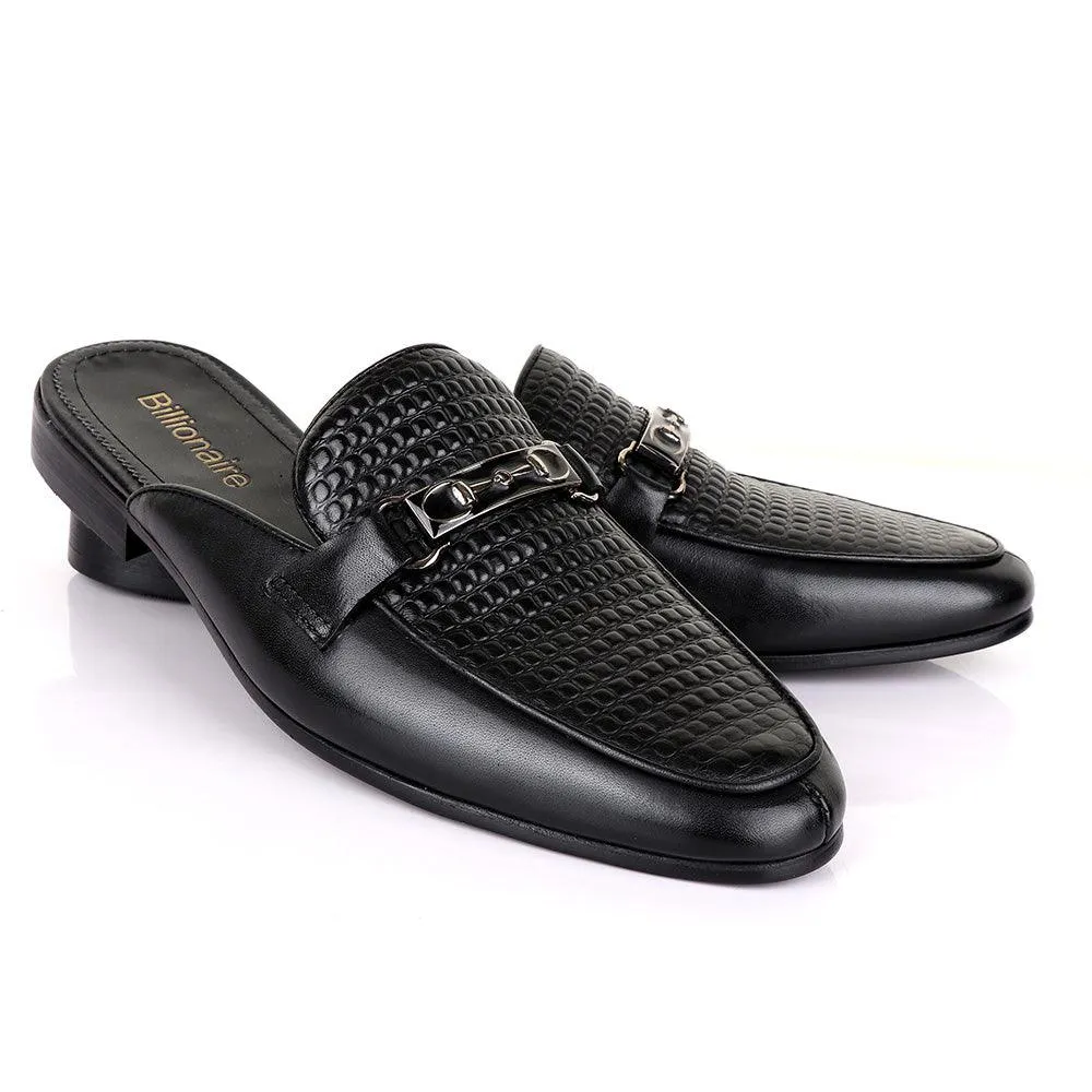 Billionaire Classic Chain Black Mole Leather Half Shoe