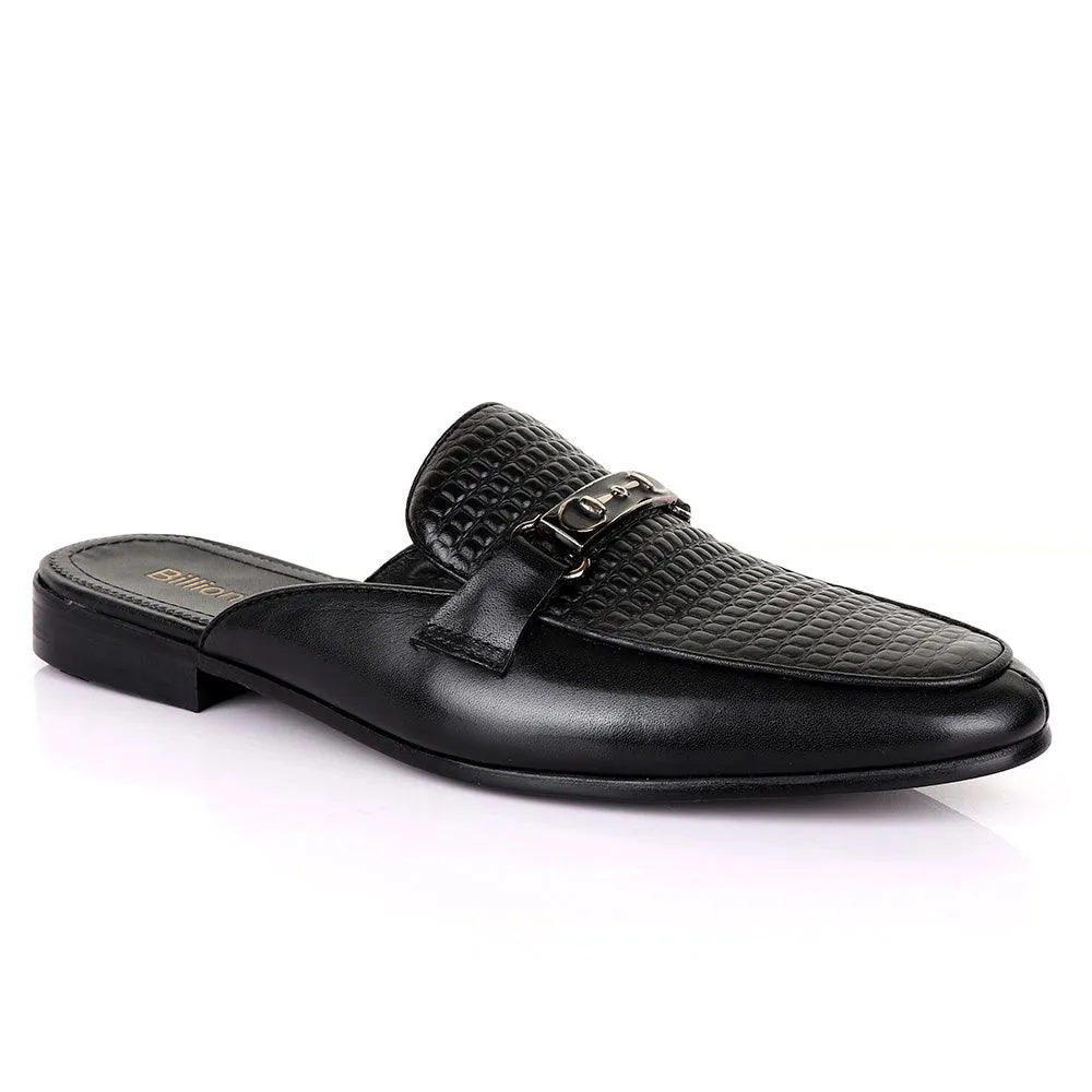 Billionaire Classic Chain Black Mole Leather Half Shoe