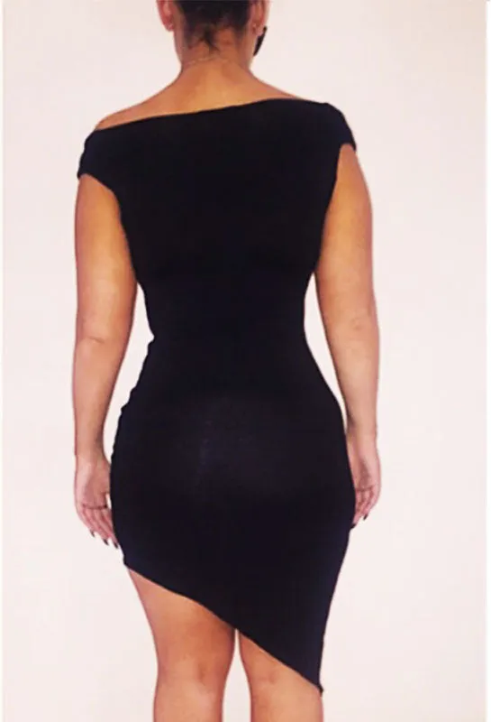 Black Celena Twist Front Dress