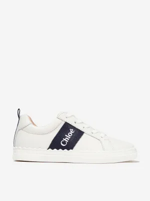 Chloé Girls Leather Logo Trainers in White