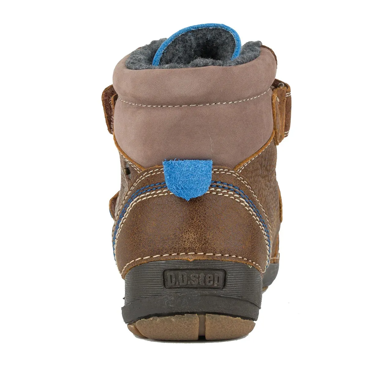 D.D. Step Big Kid Shoes/Winter Boots With Faux Fur Insulation Brown And Blue - Supportive Leather Shoes From Europe Kids Orthopedic