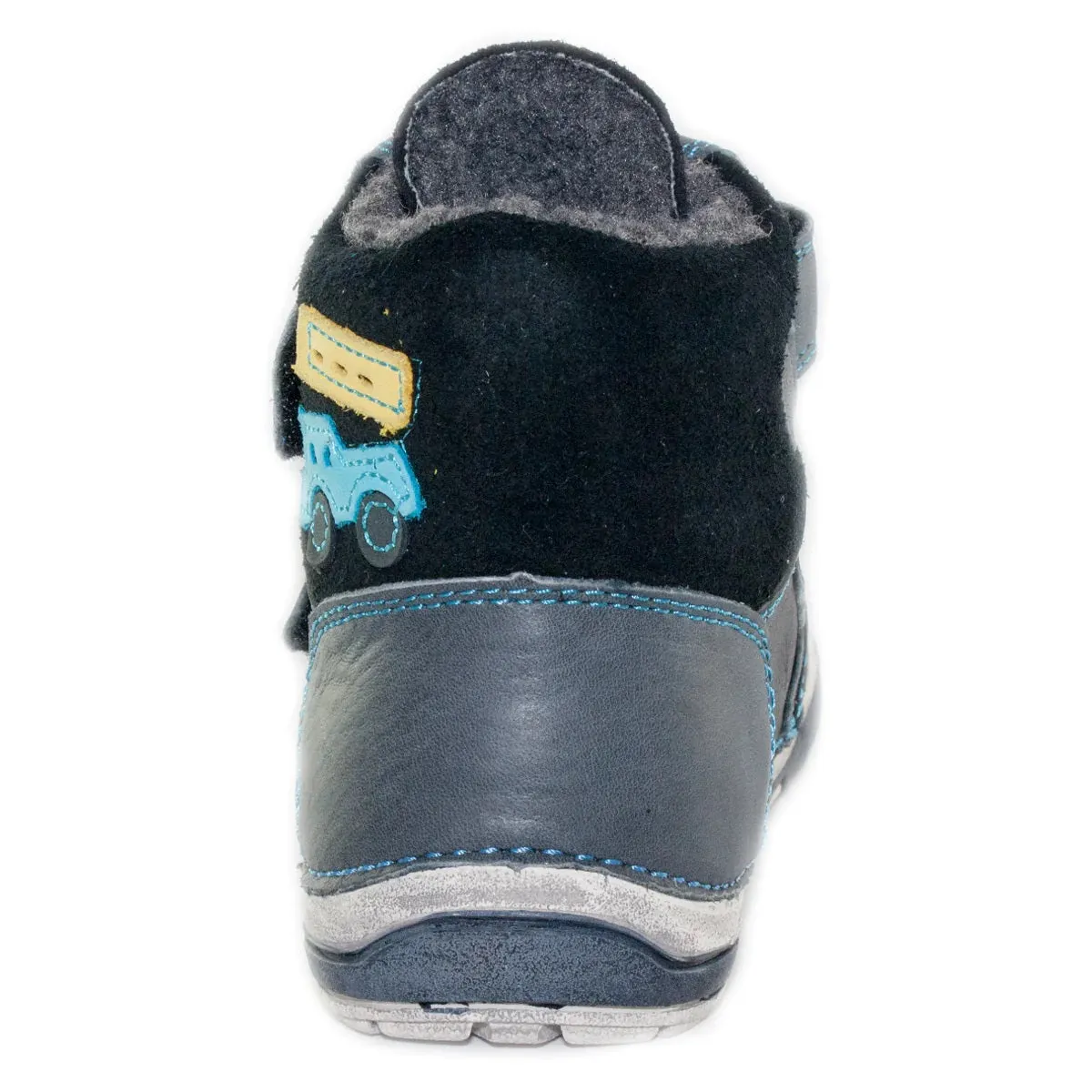 D.D. Step Toddler Boy Shoes/Winter Boots With Faux Fur Insulation Grey Blue Truck - Supportive Leather Shoes From Europe Kids Orthopedic