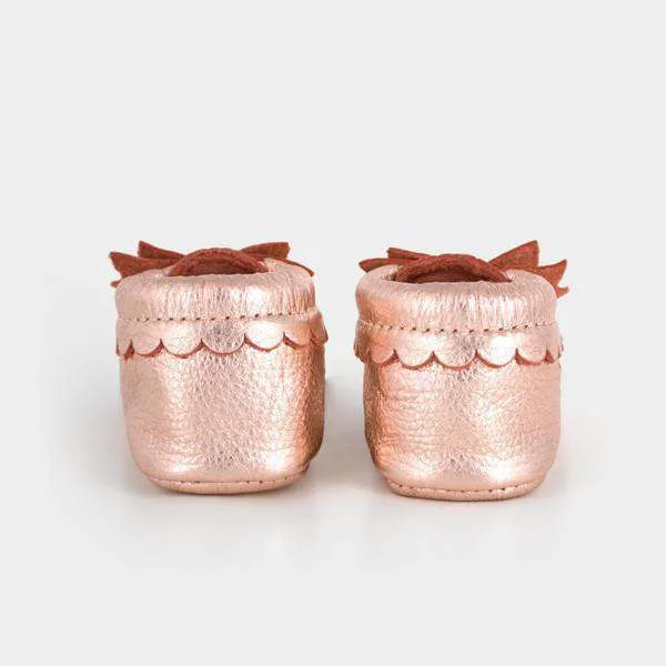 Freshly Picked | Bow Moccs ~ Rose Gold Size 5