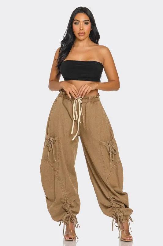 Get Loosed- Plus Size Medium Washed Denim Cargo Pant