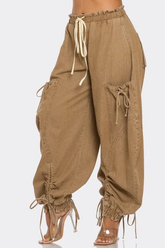 Get Loosed- Plus Size Medium Washed Denim Cargo Pant