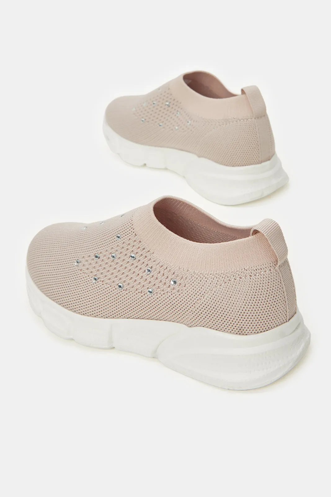 Girls Pink Pearl Slip-On