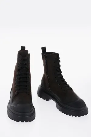 Hogan Suede Leather Boots With Tank Sole