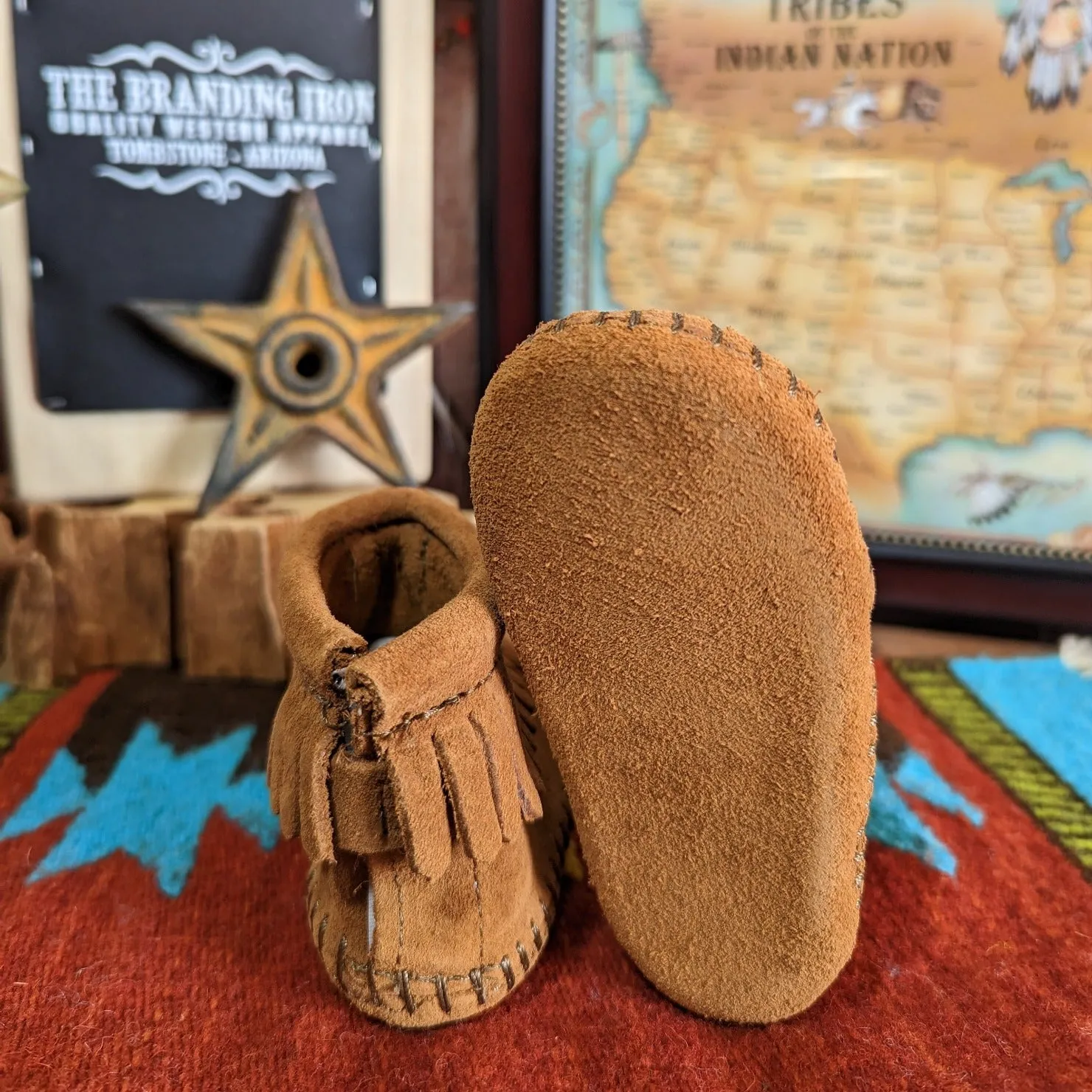 Infant Moccasin Booties with a "Back Flap" by Minnetonka 1180/1182