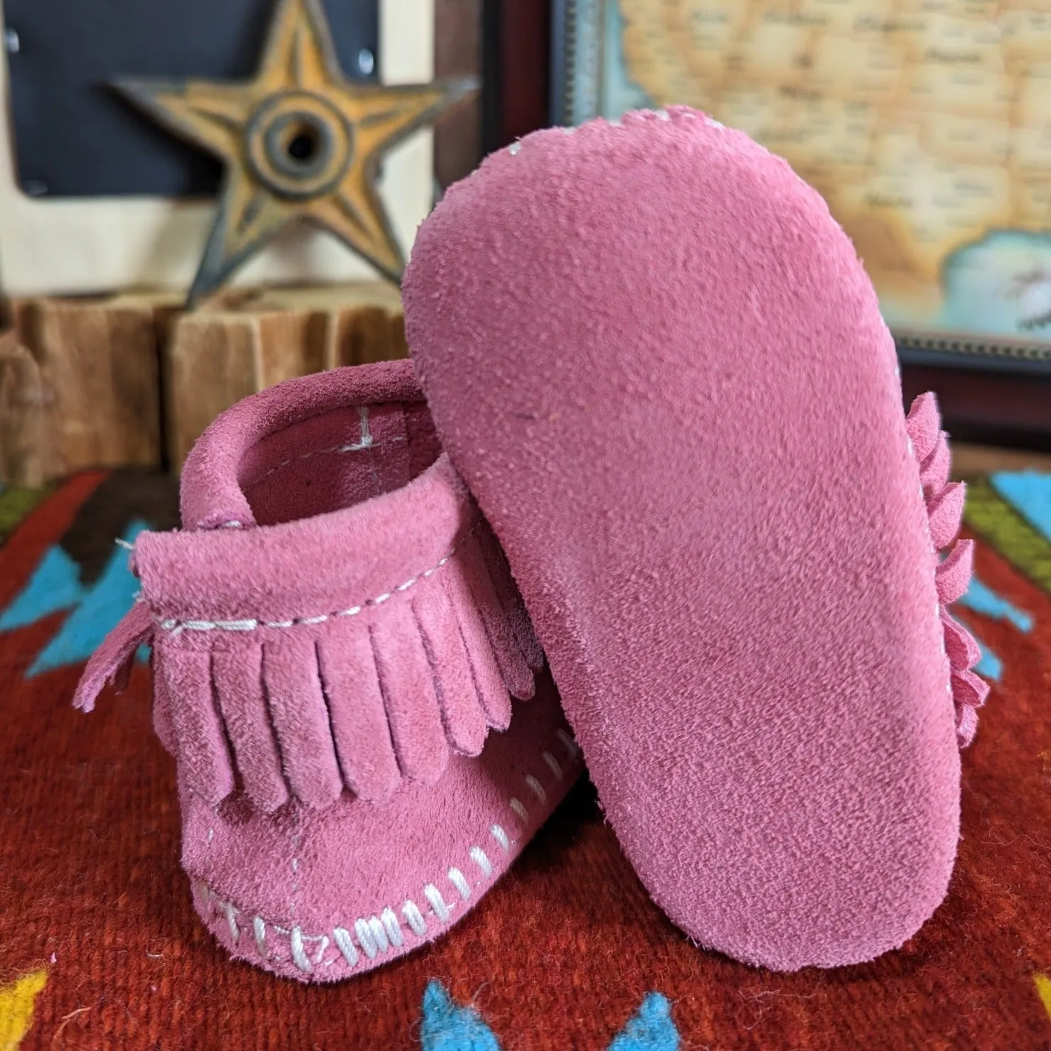 Infant Moccasin Booties with a "Back Flap" by Minnetonka 1180/1182