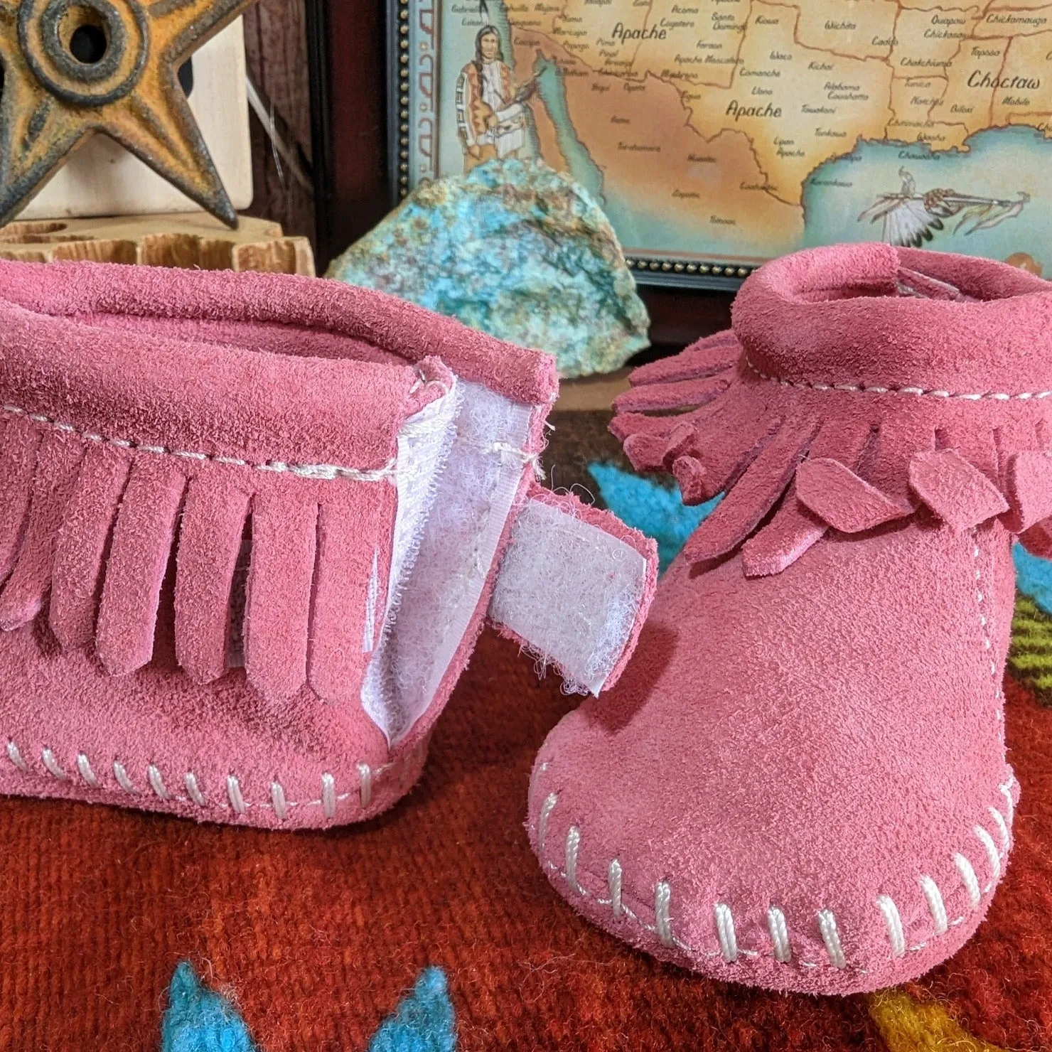 Infant Moccasin Booties with a "Back Flap" by Minnetonka 1180/1182