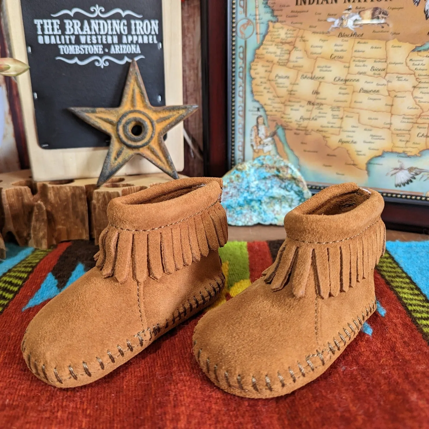 Infant Moccasin Booties with a "Back Flap" by Minnetonka 1180/1182