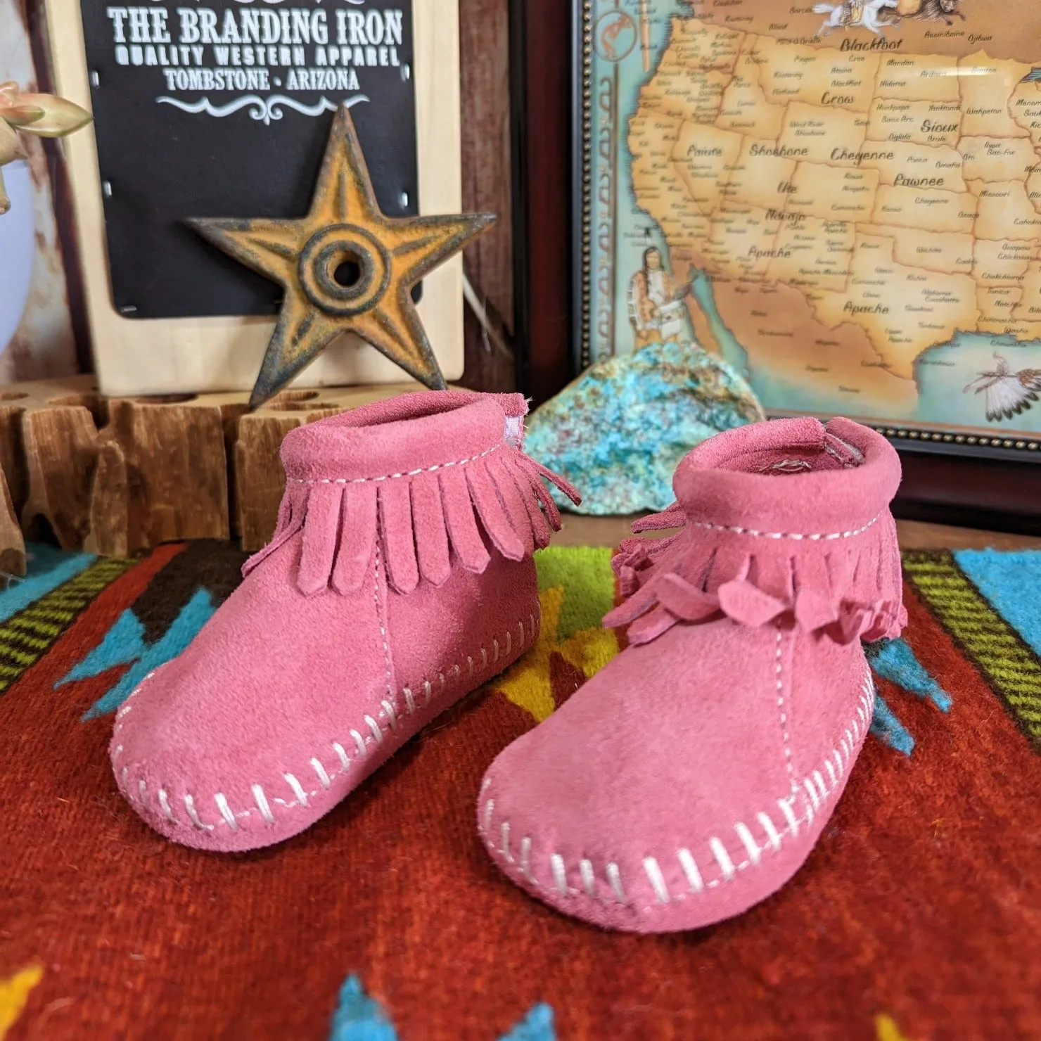 Infant Moccasin Booties with a "Back Flap" by Minnetonka 1180/1182