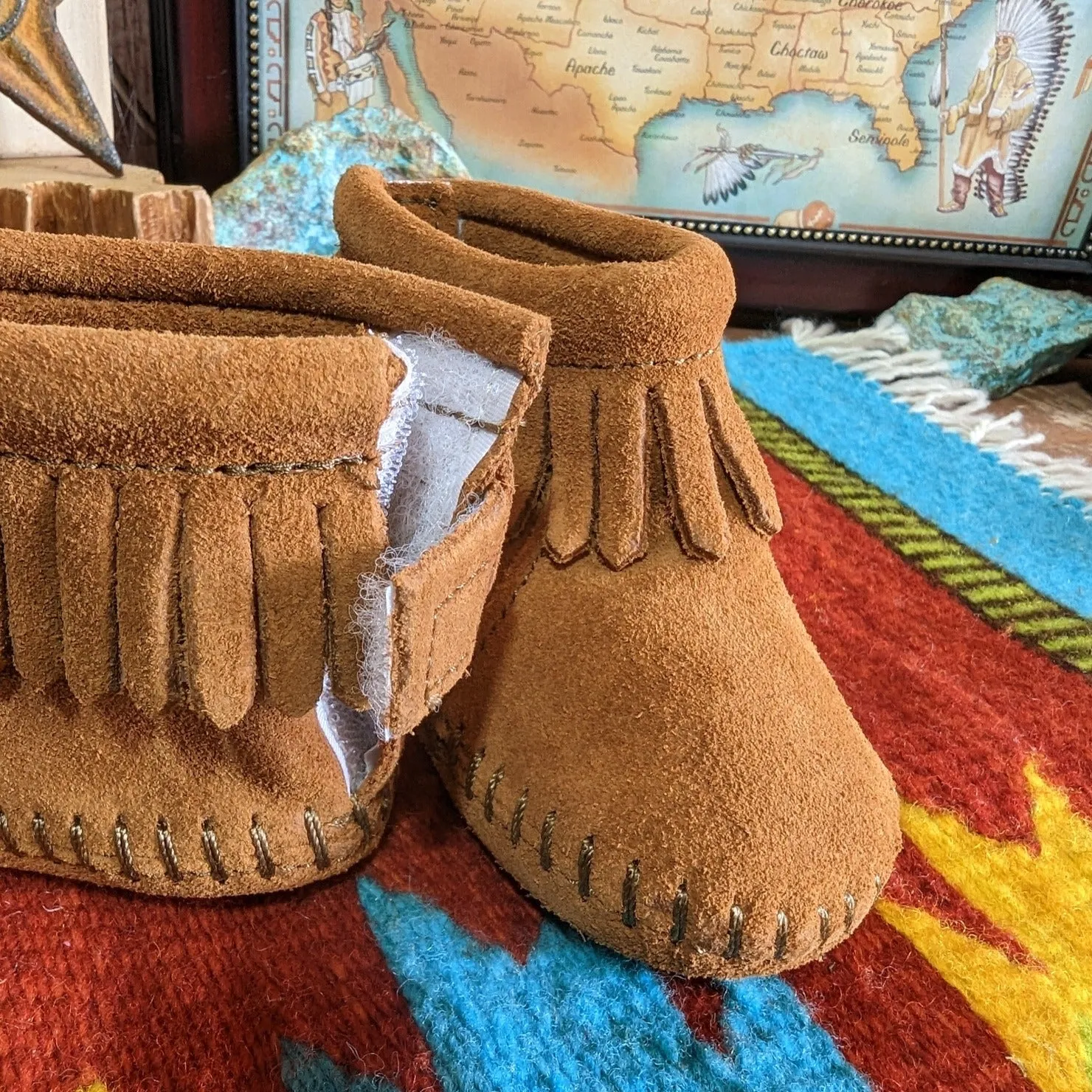 Infant Moccasin Booties with a "Back Flap" by Minnetonka 1180/1182