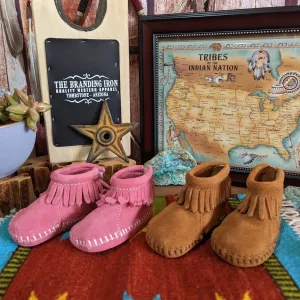 Infant Moccasin Booties with a "Back Flap" by Minnetonka 1180/1182