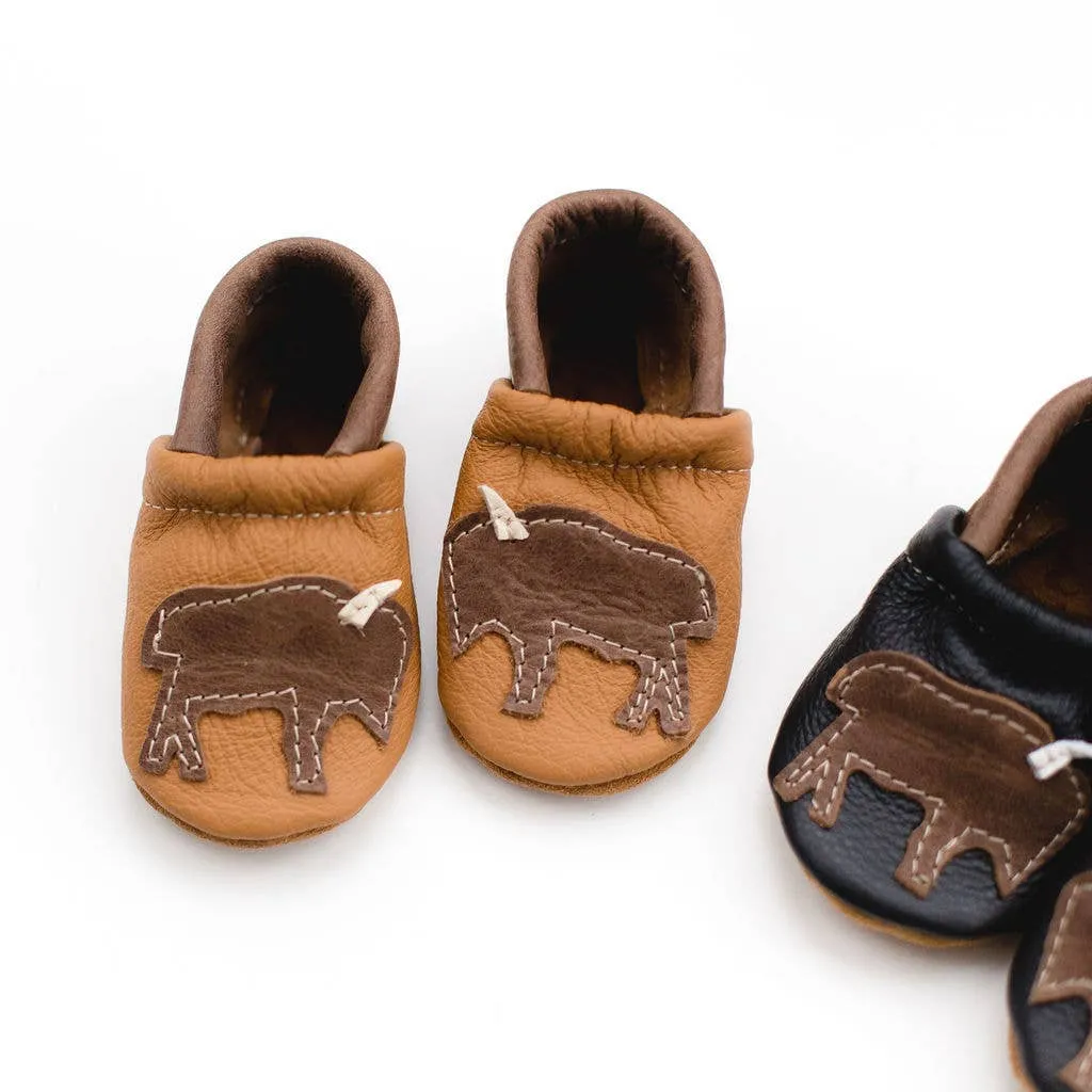 Leather Baby Moccs Shoes - Bison on Tan