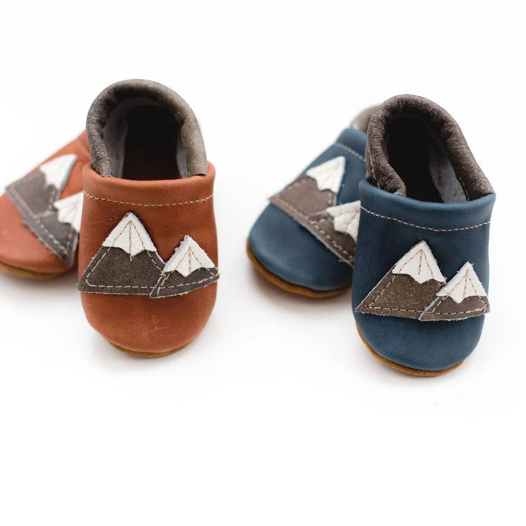 Leather Baby Moccs Shows - Denim Blue Mountains