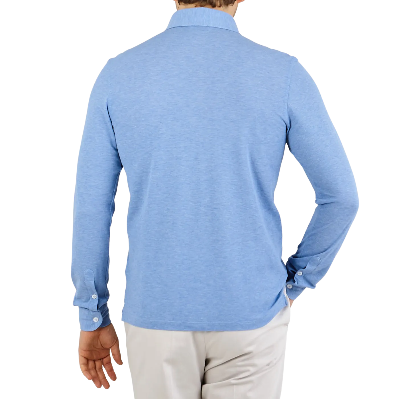 Light Blue Cotton Jersey Popover Shirt