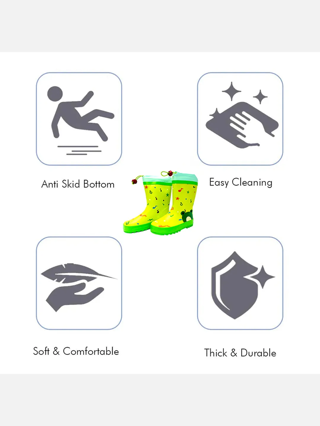 Little Surprise Box Happy Frog  Flexible Rubber Rain Gumboots for Toddlers and Kids