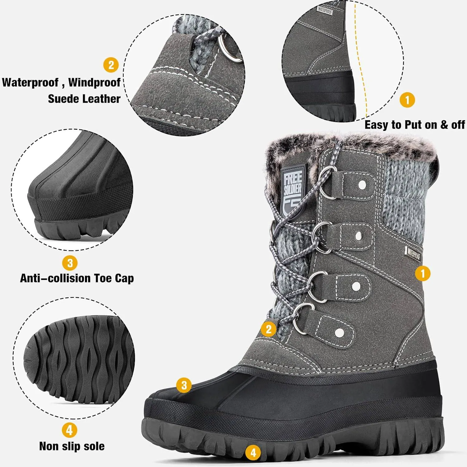 MARYJANE Women’s Waterproof Snow Hiking Boots