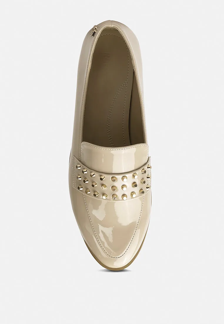 Meanbabe Semicasual Stud Detail Patent Loafers