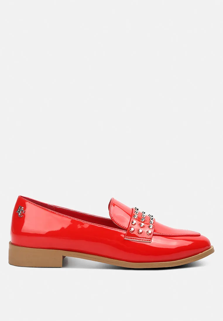 Meanbabe Semicasual Stud Detail Patent Loafers