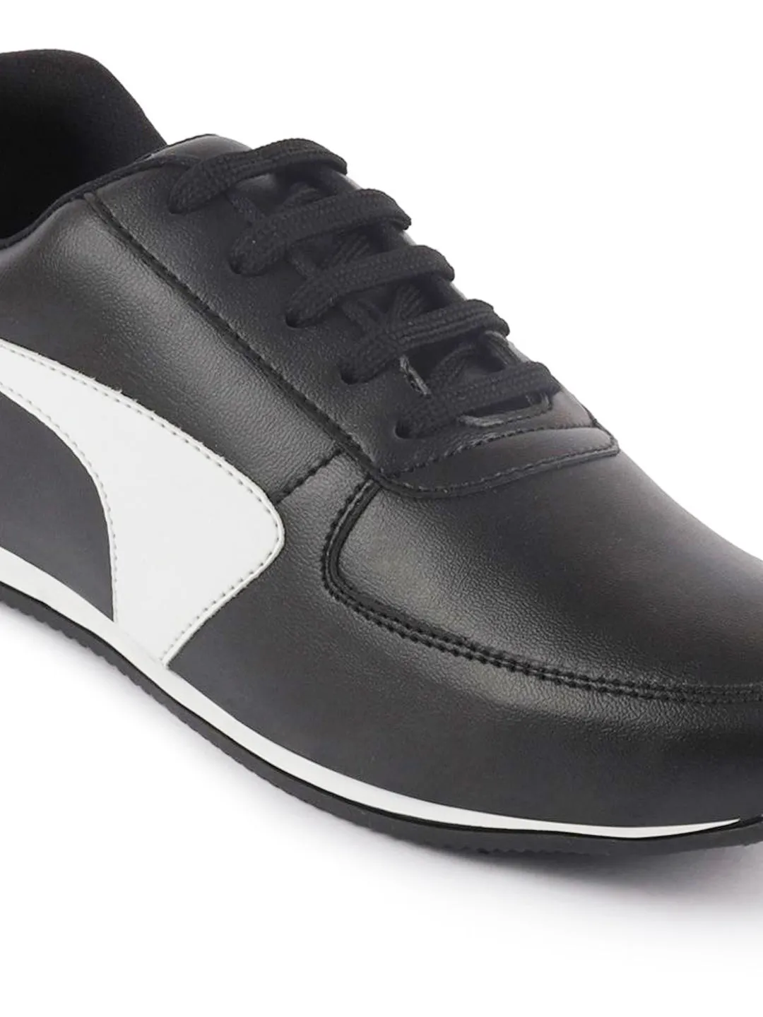 Men Black Trendy Lace Up Sneakers