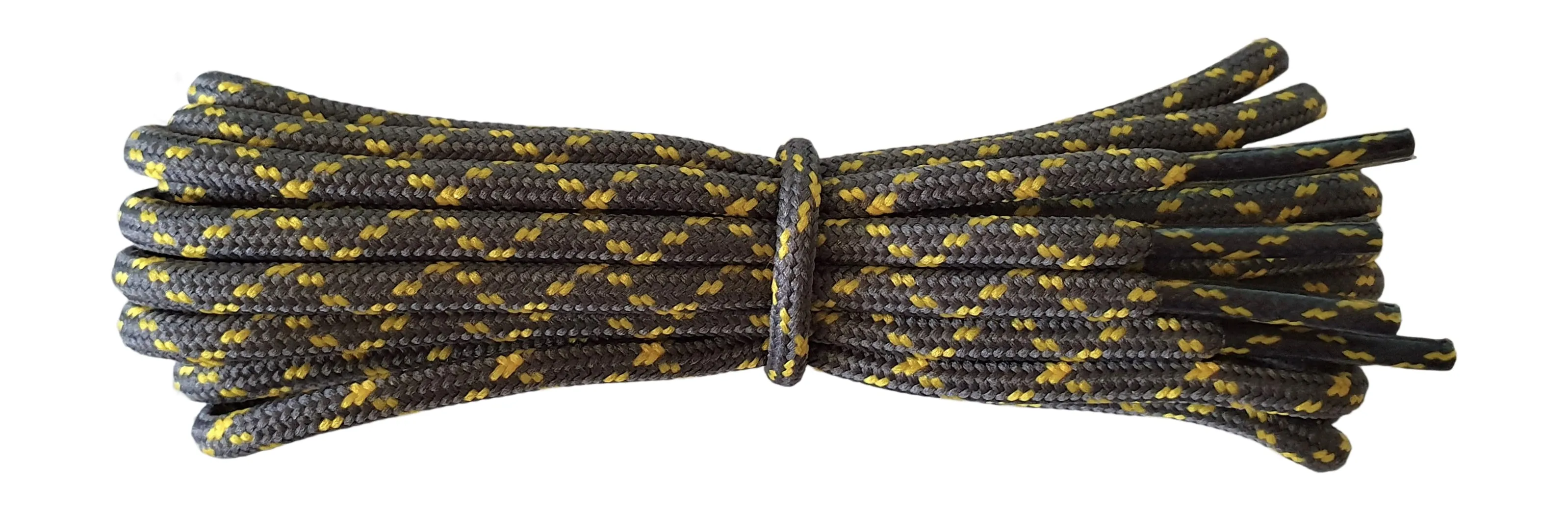 Round 3 mm Shoelaces Grey with Yellow flecks for walking shoes or trainers