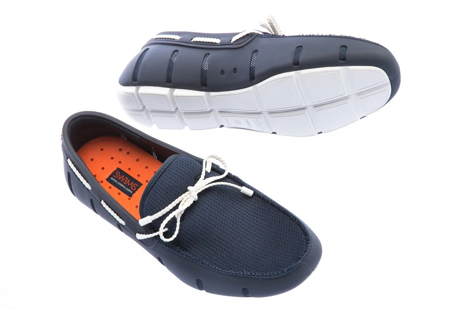 Swims Braided Lace Loafer Shoe in Navy & White