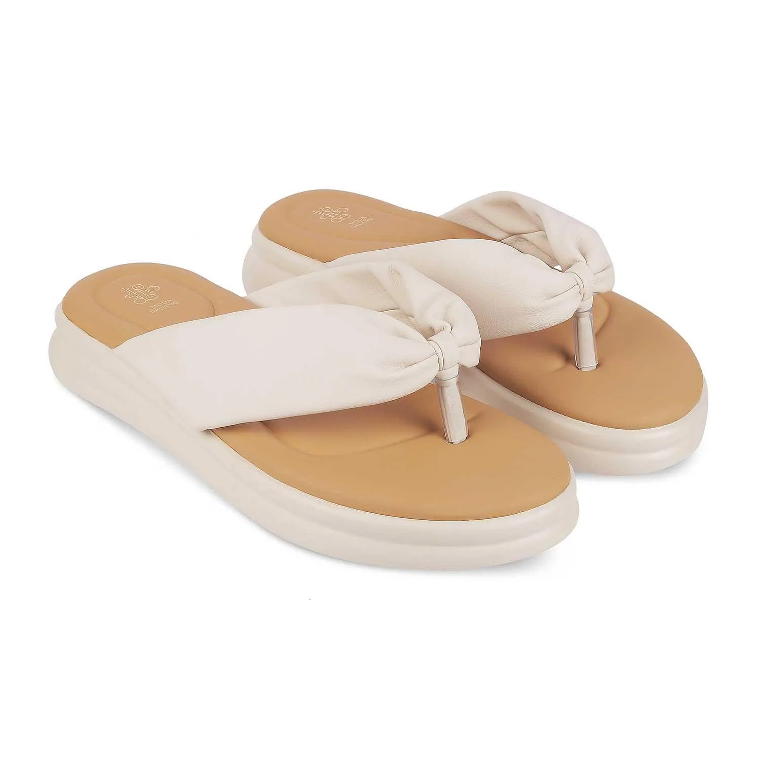 Tresmode Niv Beige Women's Casual Platform Flats