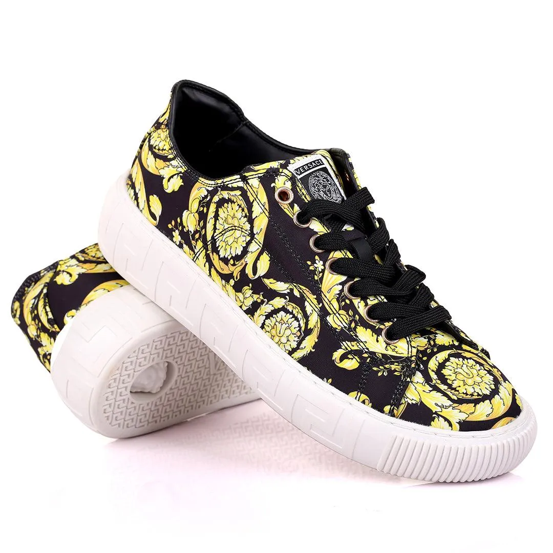 Vers Multi-Coloured Embroided Logo And Flower Design Lace Up Sneakers